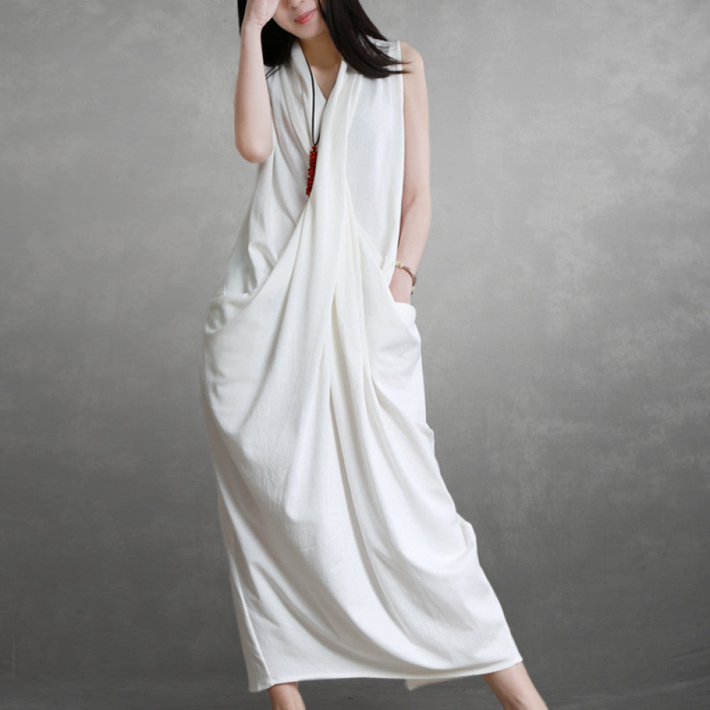 Xifeng brand pure cotton goddess style dress looks slim irregular elegant solid color vest skirt beautiful for spring and summer 2025 image 0