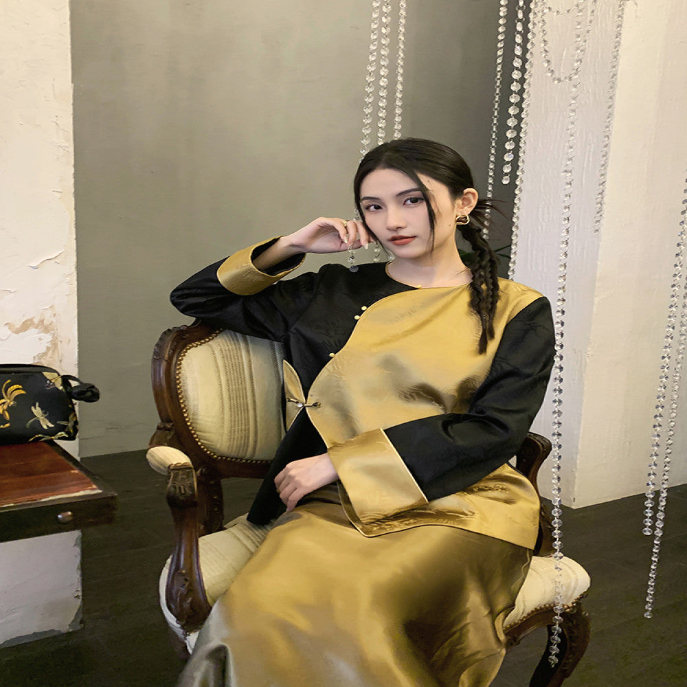 Jiexiang Shattered Mu 25 Spring Summer New Chinese Style High end Jacquard Color Contrast Fashion Look Thin Versatile Shirt image 4
