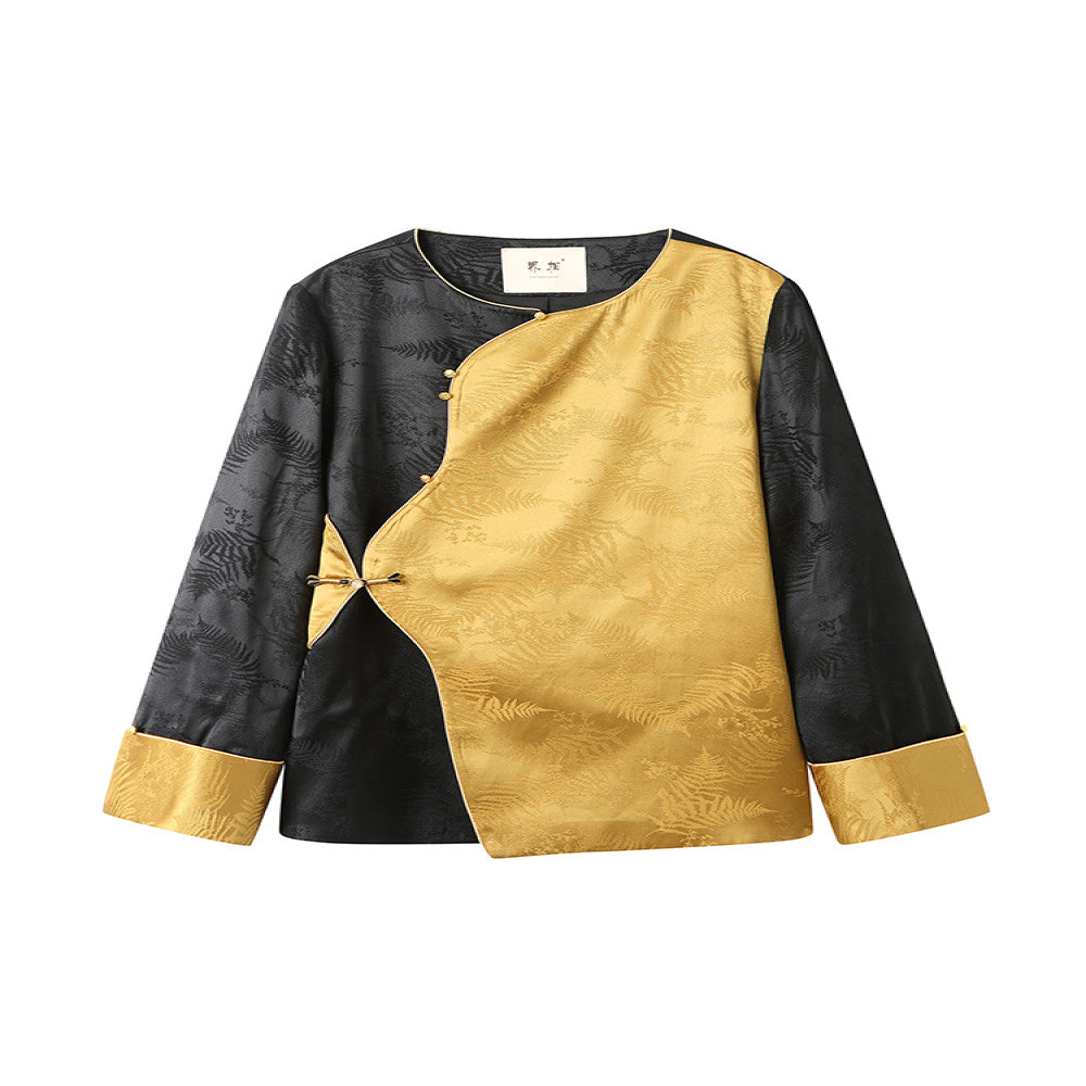 Jiexiang Shattered Mu 25 Spring Summer New Chinese Style High end Jacquard Color Contrast Fashion Look Thin Versatile Shirt image 5