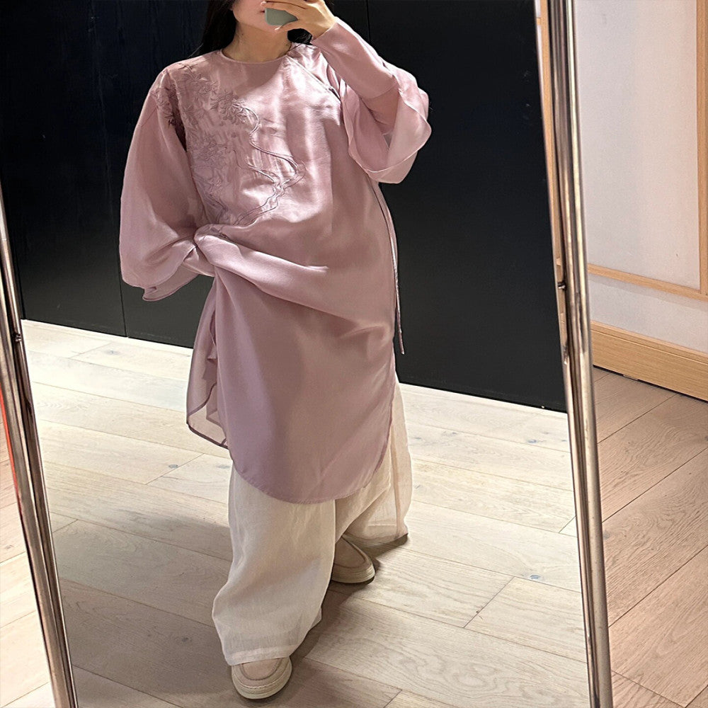 ASAYA3020 Begonia Misty Rain Embroidery New Chinese style robe dress
