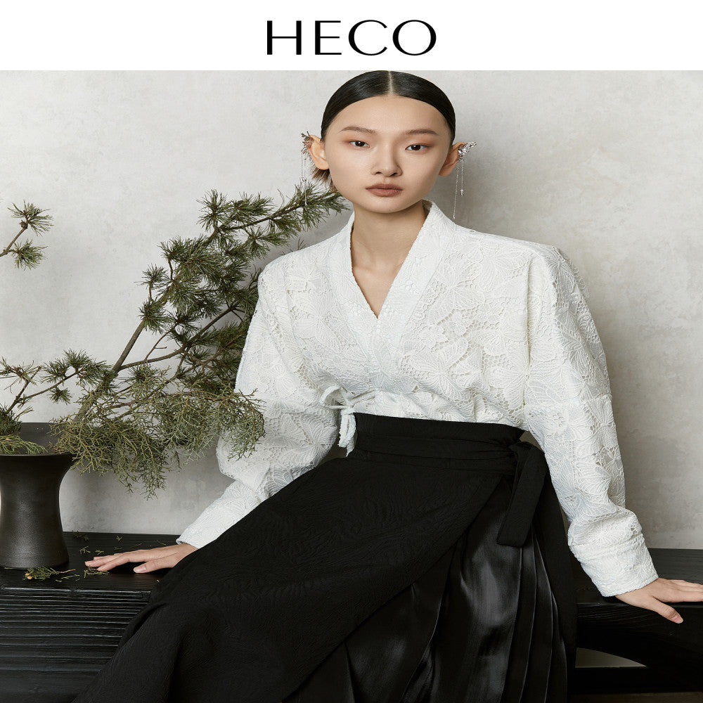 HECO Mengdie s new Chinese style cardigan top women s clothing 2025 autumn horse face skirt new shirt jacket image 2