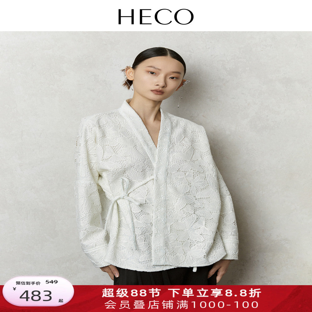 HECO Mengdie s new Chinese style cardigan top women s clothing 2025 autumn horse face skirt new shirt jacket image 0