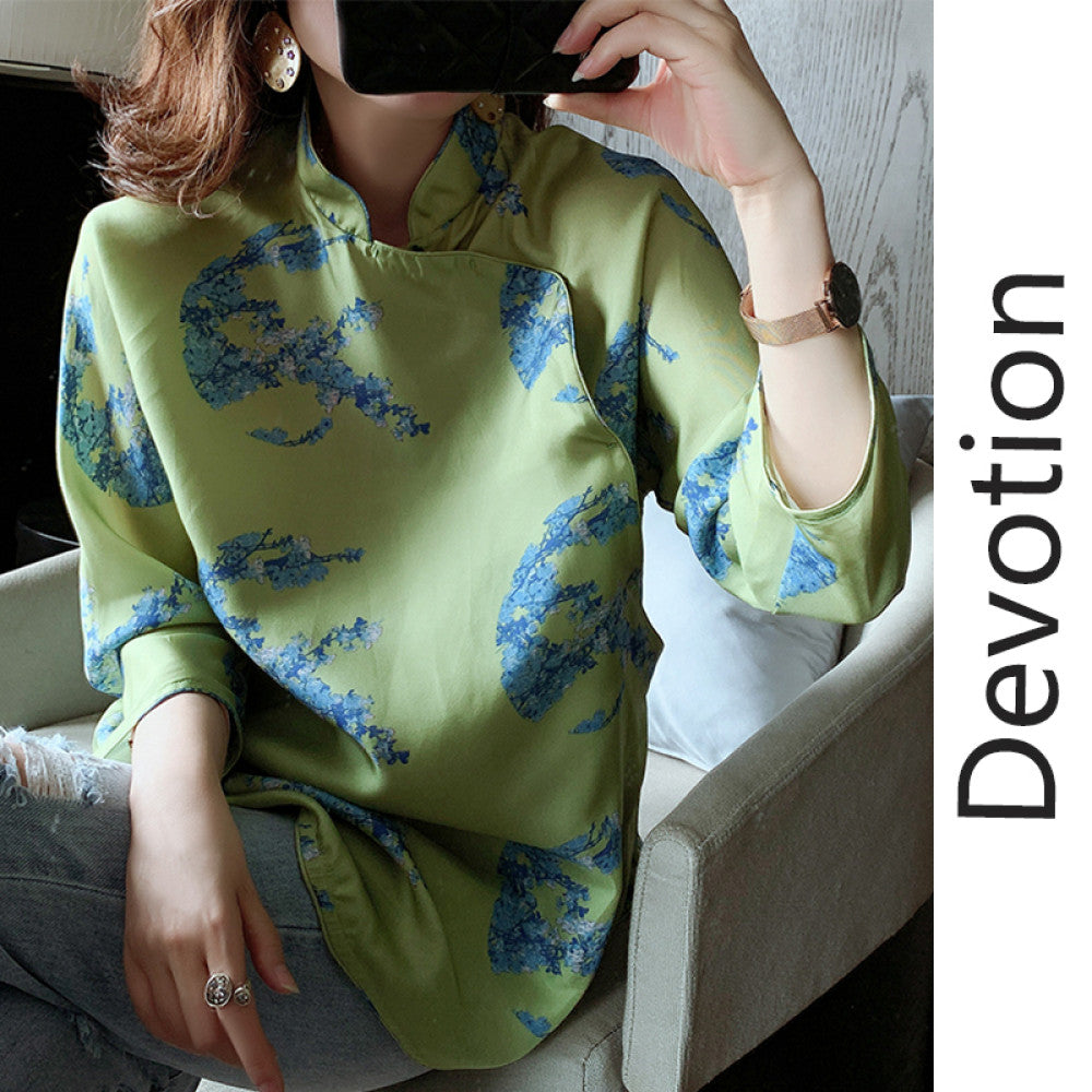 ASAYA3006 Silk retro Tang suit shirt