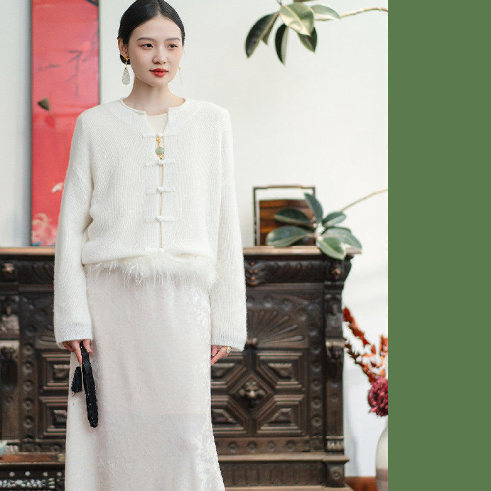 ASAYA3002 High-end Marshmallow Cashmere Bottoming cardigan