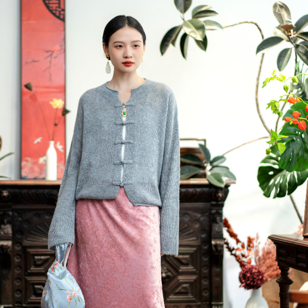 ASAYA3002 High-end Marshmallow Cashmere Bottoming cardigan
