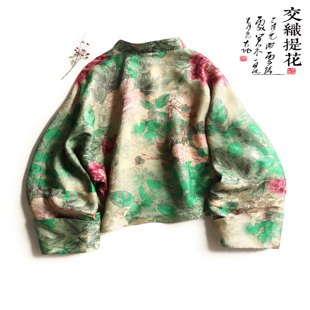 Yun Shu s original interwoven fragrant cloud yarn new Chinese style improved button top women s artistic Chinese style standing collar Tang style coat image 2