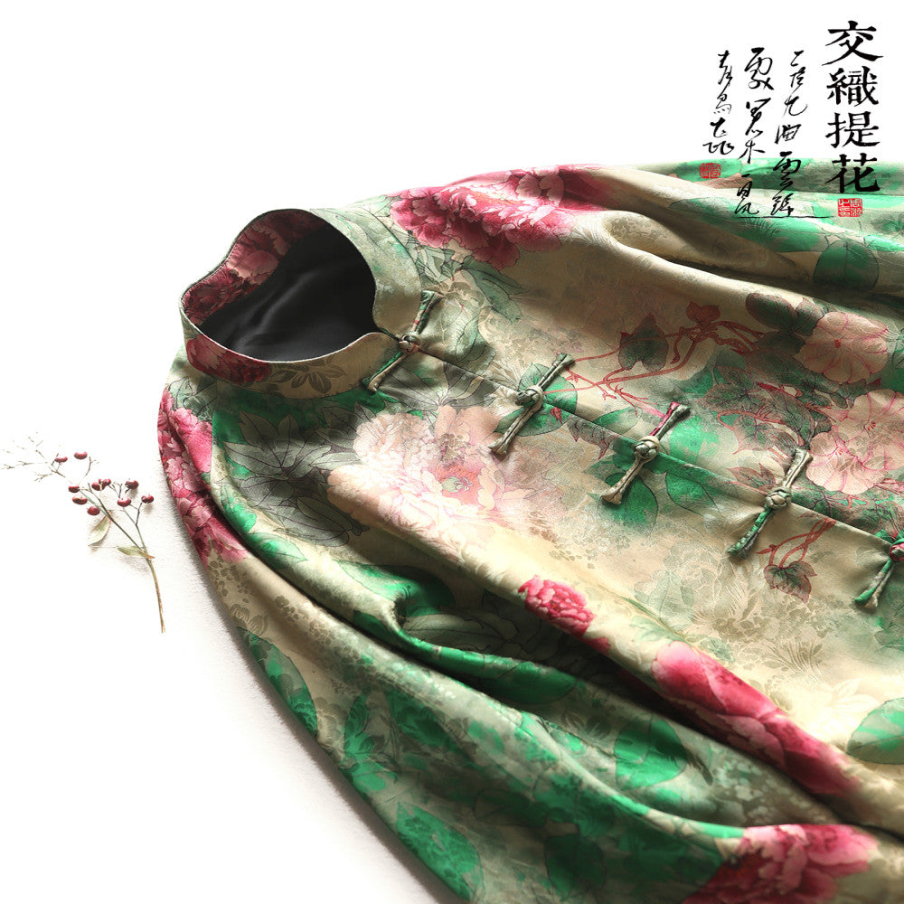 Yun Shu s original interwoven fragrant cloud yarn new Chinese style improved button top women s artistic Chinese style standing collar Tang style coat image 3