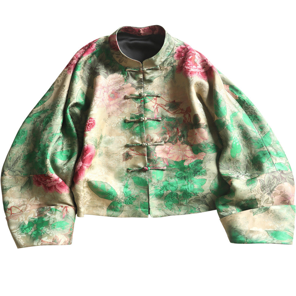 Yun Shu s original interwoven fragrant cloud yarn new Chinese style improved button top women s artistic Chinese style standing collar Tang style coat image 5