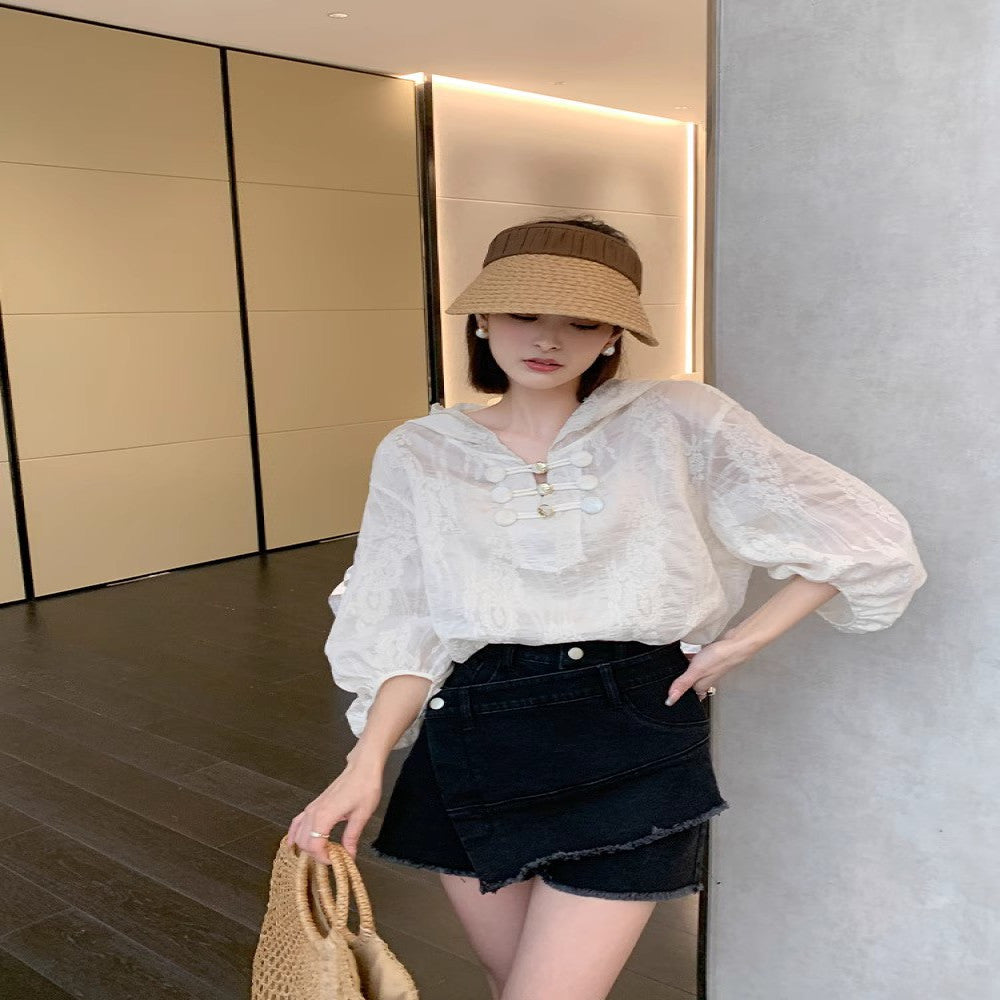 Lier LRKS Light Luxury Embroidered Shirt Comes with Strap Strap Lyocell Tencel Embroidered Jacquard Buckle Shirt 32XFM088 image 4