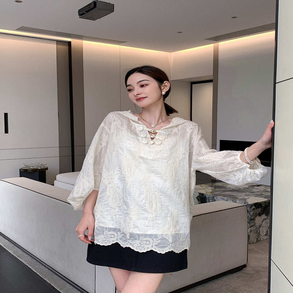 Lier LRKS Light Luxury Embroidered Shirt Comes with Strap Strap Lyocell Tencel Embroidered Jacquard Buckle Shirt 32XFM088 image 5