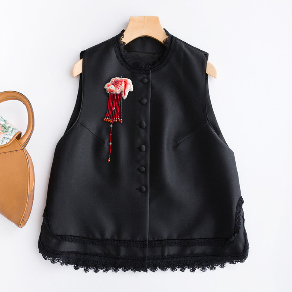 Good reputation PCY317 Chinese style lace border vest sleeveless vest women s spring and autumn winter straight leg pants cotton pants image 173