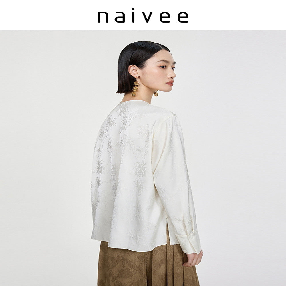 Xi Yuan New Chinese style naivee light Chinese style versatile loose buckle high intelligence autumn and winter long sleeved shirt for women image 5