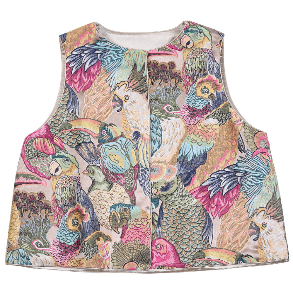 Feiyi Tang style Chinese style improved women s jacquard double sided wearing stand collar retro acetate Tang vest vest vest vest women s jacket image 5