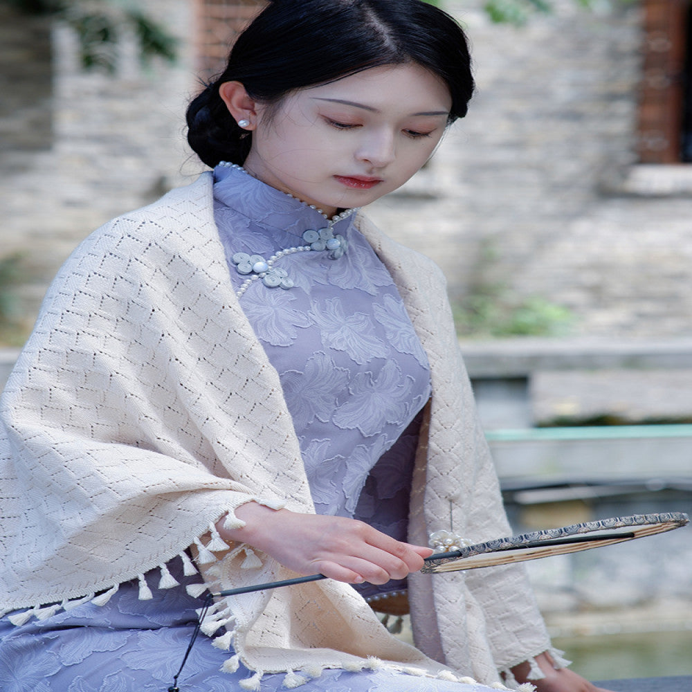 Vintage Art Spring Summer Versatile Knitted Cardigan Republic of China Style Coat Paired with Cheongsam Shawl and Cloak 2025 New Style image 10