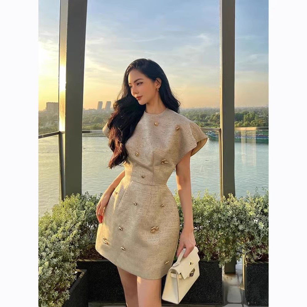 Pet powder clearance collection small fragrant style dress women s summer socialite temperament retro western style high end feeling dress image 10
