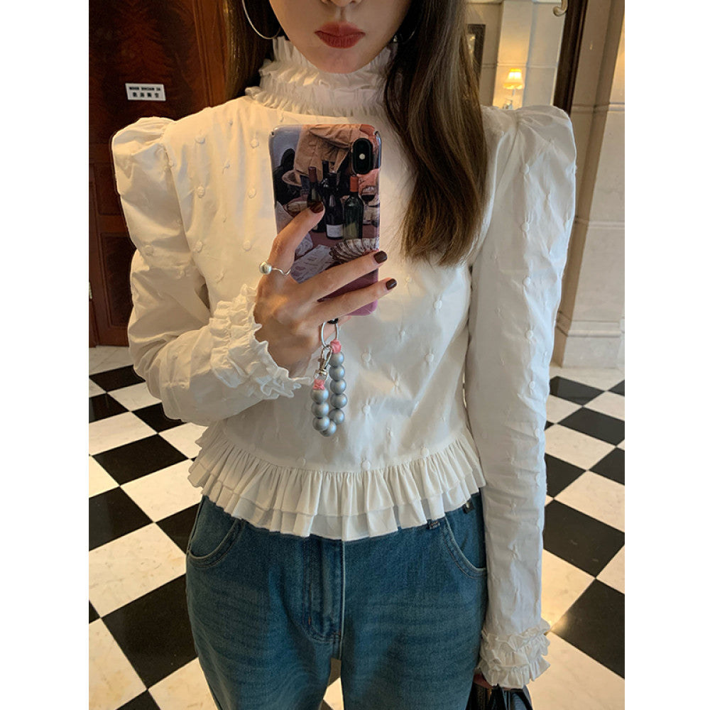 Luoluo Zhuanjie white French style shirt 2025 new women s autumn and winter design sense niche long sleeved top with a pullover inside