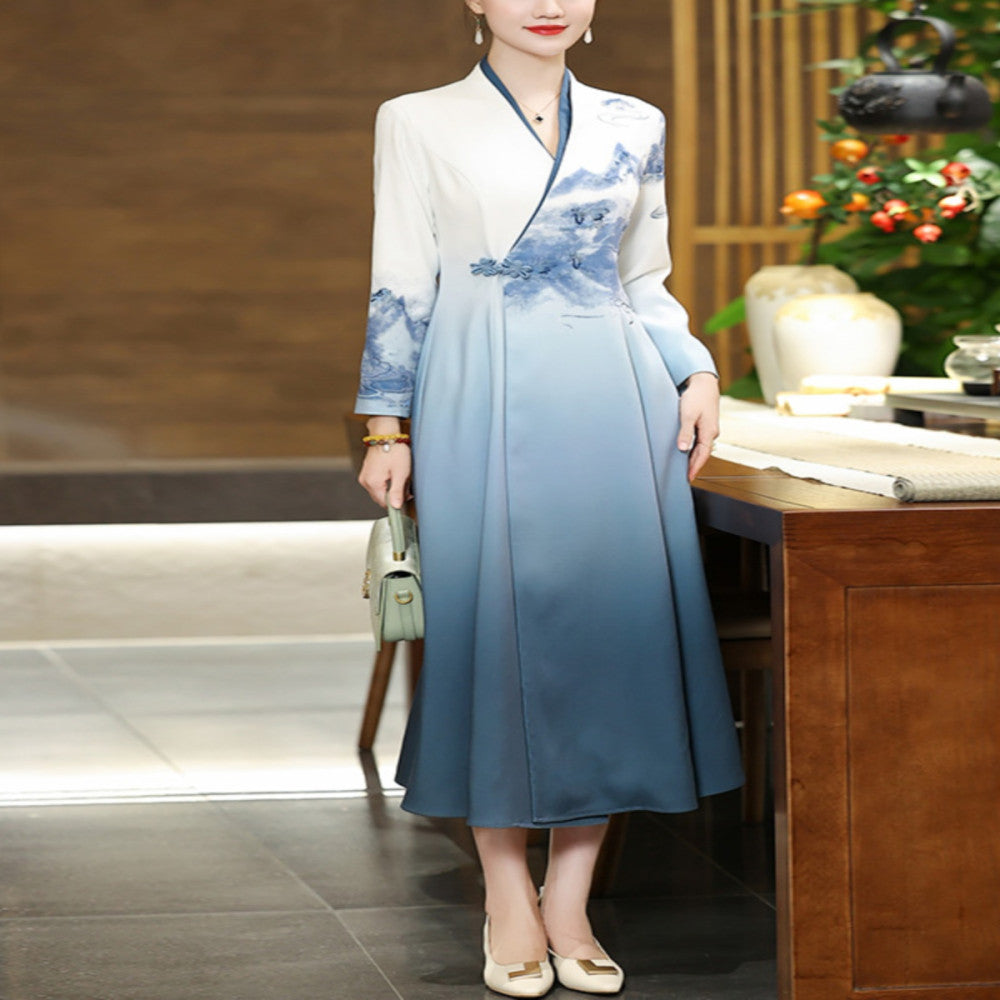 Spring and autumn 2025 Han suit improved version dress medium length China Chic embroidery retro Chinese women s dress Chinese style image 3