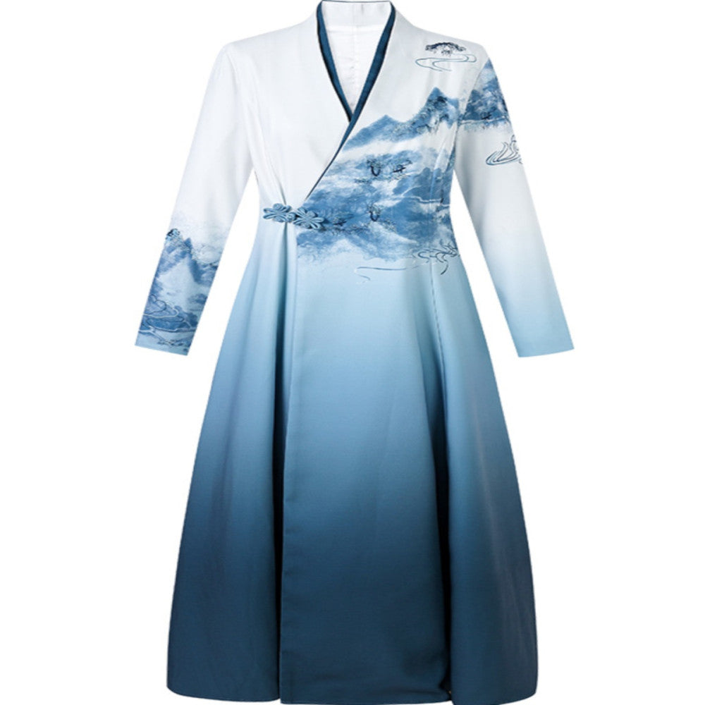 Spring and autumn 2025 Han suit improved version dress medium length China Chic embroidery retro Chinese women s dress Chinese style image 4