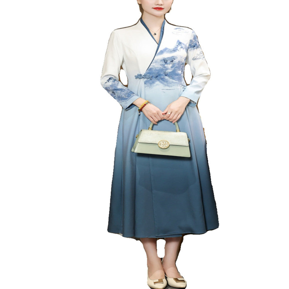Spring and autumn 2025 Han suit improved version dress medium length China Chic embroidery retro Chinese women s dress Chinese style image 5