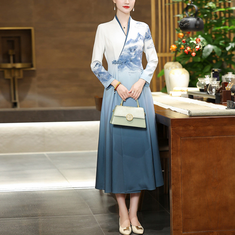 Spring and autumn 2025 Han suit improved version dress medium length China Chic embroidery retro Chinese women s dress Chinese style image 12