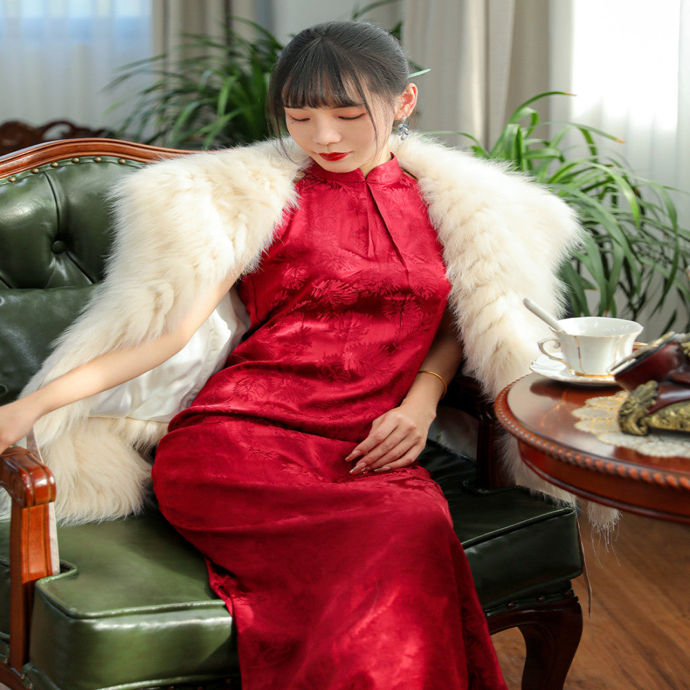 Xianyu Cheng New Chinese style silk jacquard cheongsam 2023 sleeveless Chinese style retro improved version for young daily use image 3
