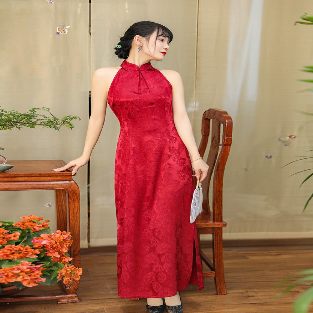 Xianyu Cheng New Chinese style silk jacquard cheongsam 2023 sleeveless Chinese style retro improved version for young daily use image 5