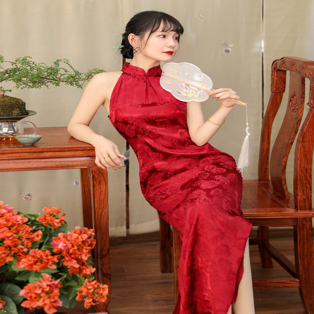 Xianyu Cheng New Chinese style silk jacquard cheongsam 2023 sleeveless Chinese style retro improved version for young daily use image 0
