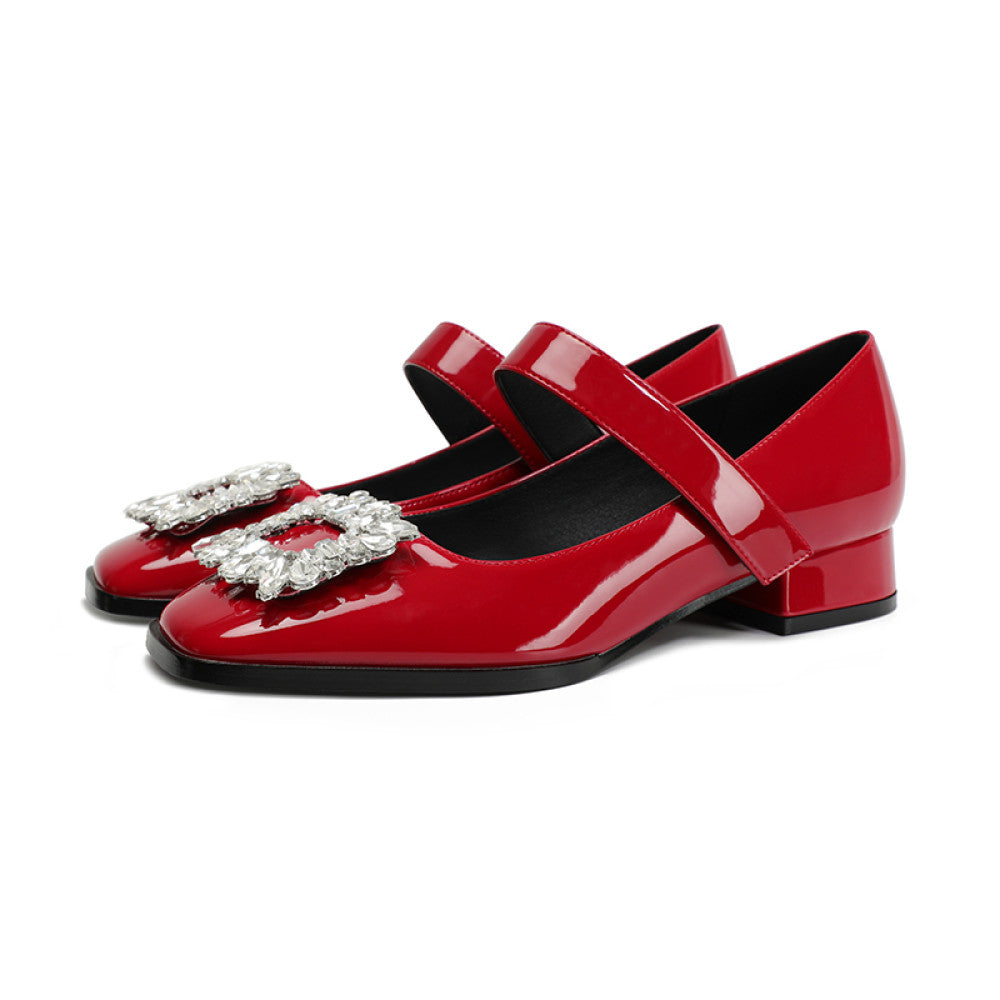 Miss found red wedding shoes thick heels bridal shoes low heels not tiring feet Hanfu Mary Jane 2025 new style spring and summer image 26