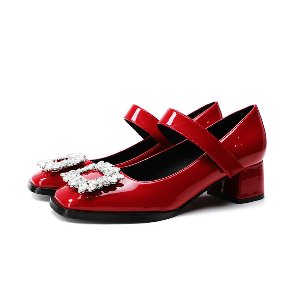 Miss found red wedding shoes thick heels bridal shoes low heels not tiring feet Hanfu Mary Jane 2025 new style spring and summer image 52