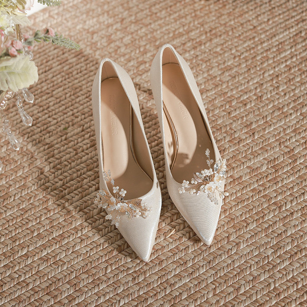 Red wedding shoes women s fashion show women s clothing two pairs of high heeled bridal shoes 2025 new pregnant women s thick heeled Chinese dress shoes image 84