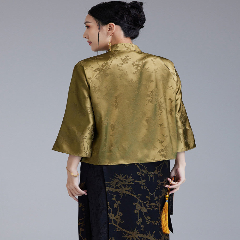 Moyu 2024 Early Autumn New Chinese Style Retro Improved Jacquard Section Tang Costume Top Chinese Literary Tea Dress Shirt image 5