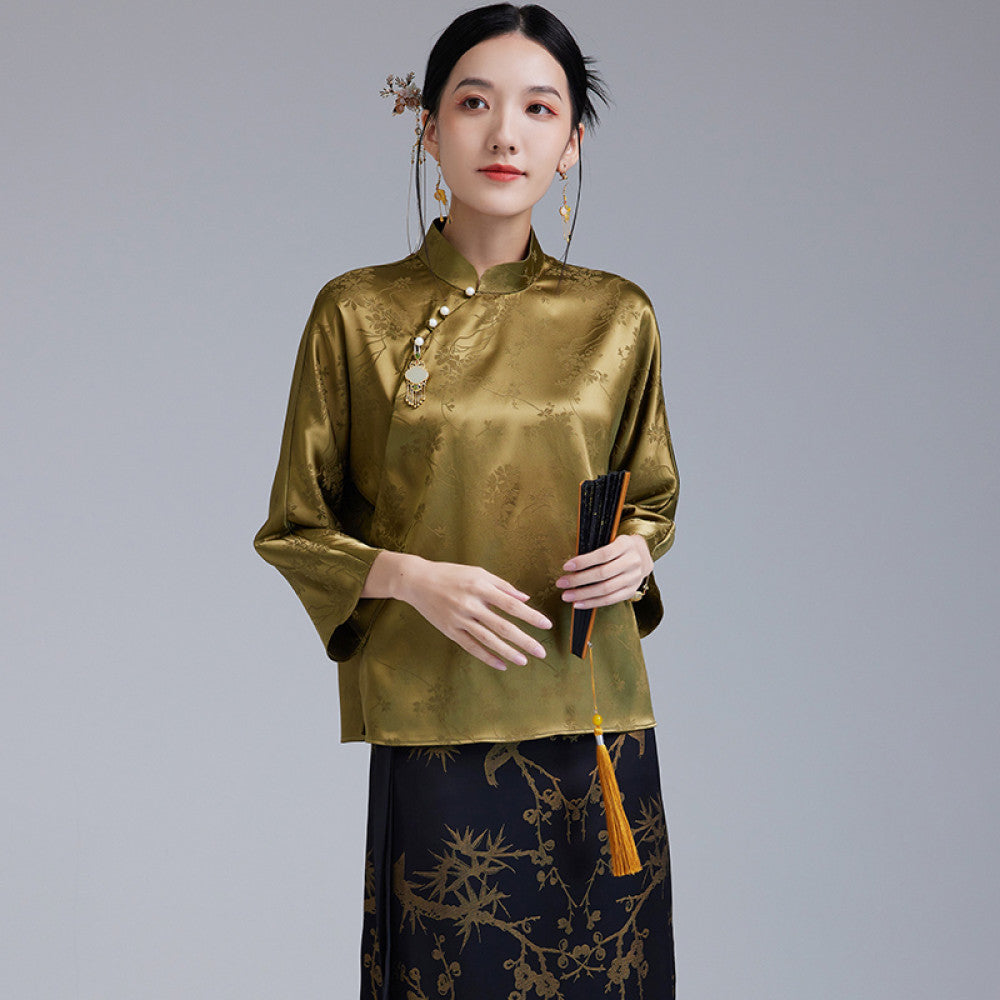 ASAYA2741 New Chinese style retro improved jacquard section Tang suit top