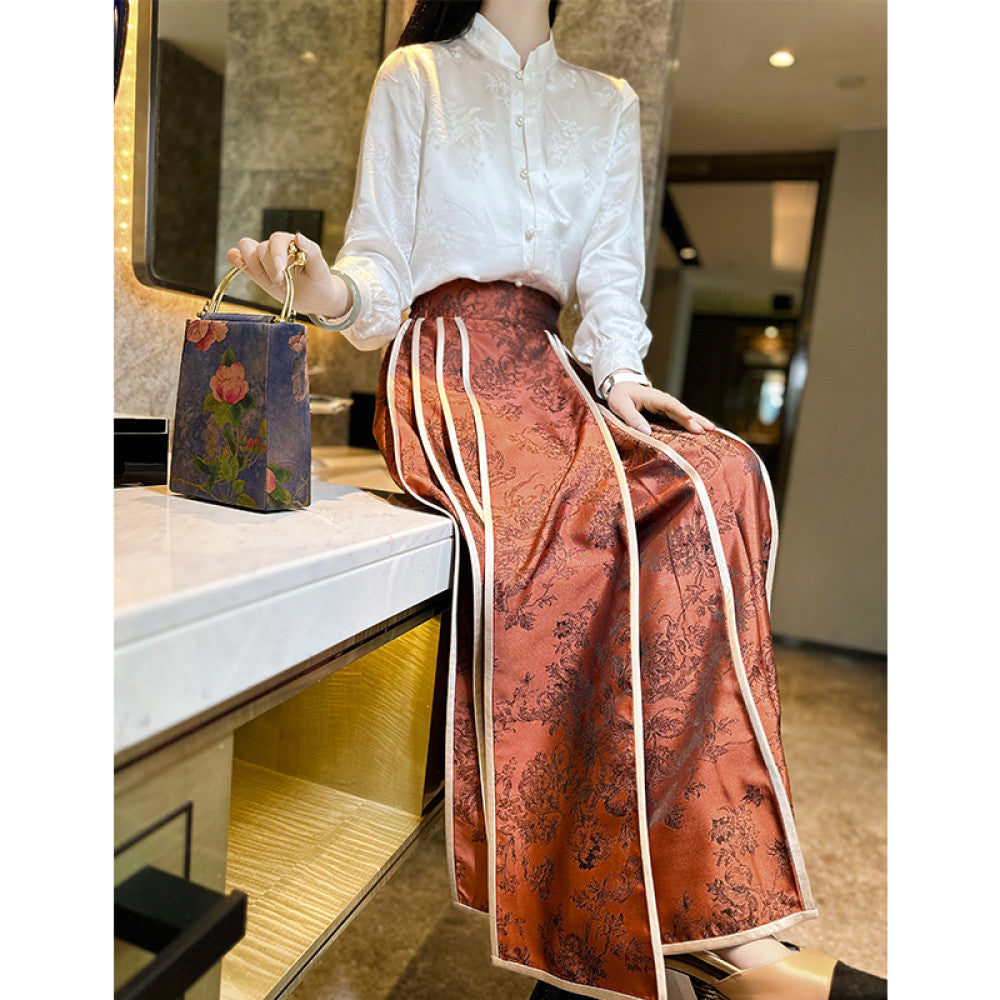 ASAYA2736 White New Chinese Style Mulberry Silk Top
