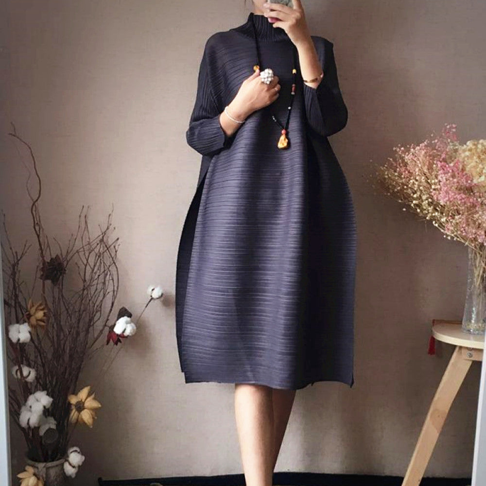 Tuke pleated accordion pleated dress 2025 new spring clothing temperament women s clothing loose A line large size to cover belly image 15