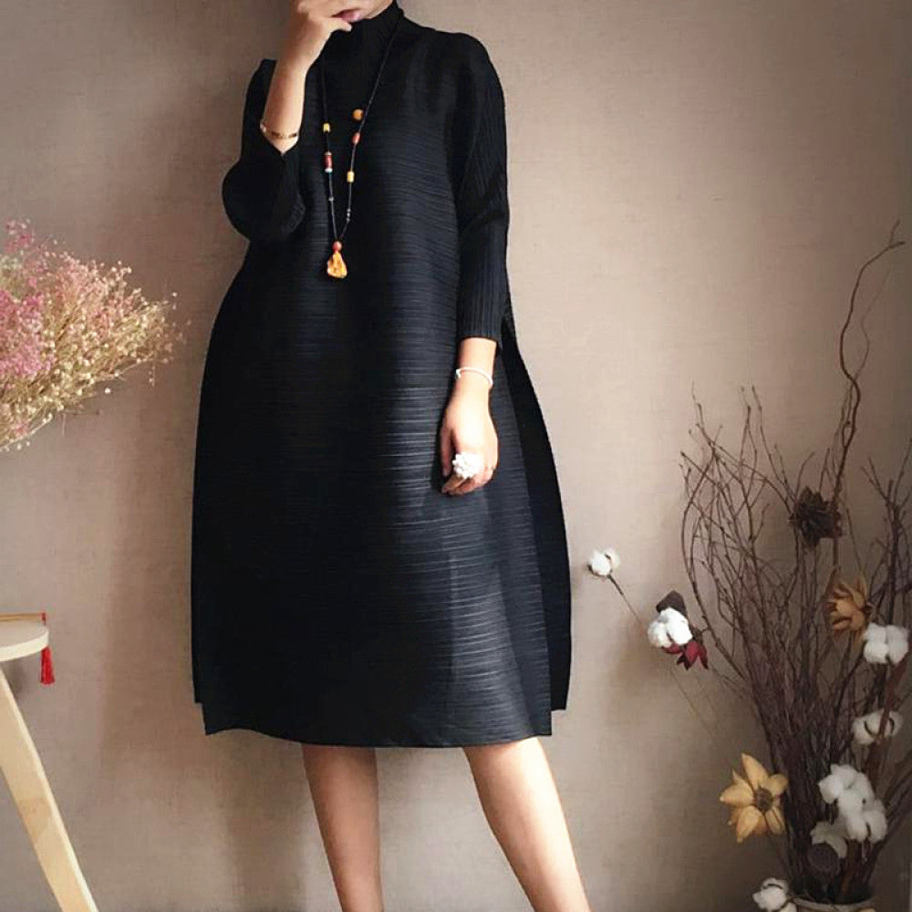 Tuke pleated accordion pleated dress 2025 new spring clothing temperament women s clothing loose A line large size to cover belly image 19