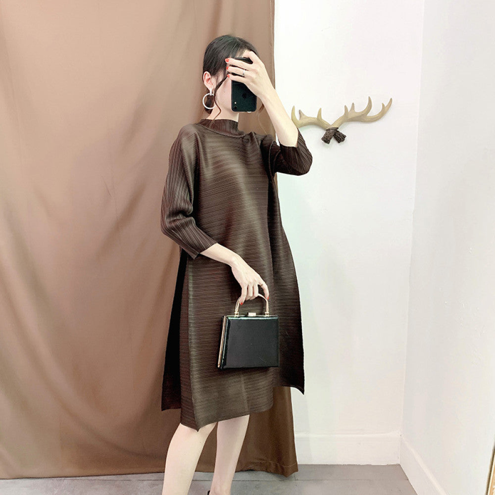 Tuke pleated accordion pleated dress 2025 new spring clothing temperament women s clothing loose A line large size to cover belly image 12
