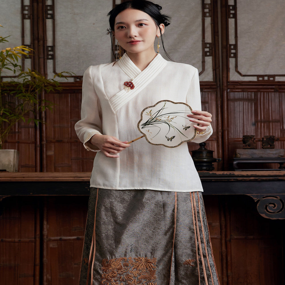Moyu 2024 Spring Summer New Chinese Style Retro Improved Hanfu Embroidered Tea Clothes Shirt Design Sense Niche Top image 4