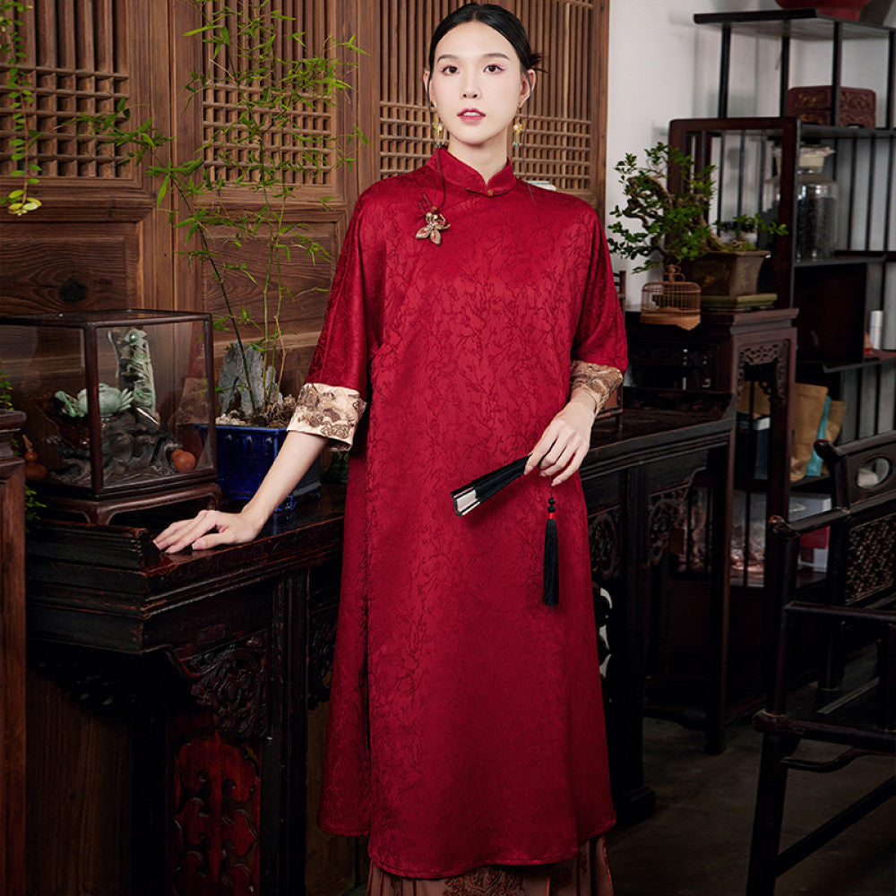 ASAYA2725 New Chinese Style Orchid Embroidery Daily Chinese Style Cheongsam Style Side Split Skirt