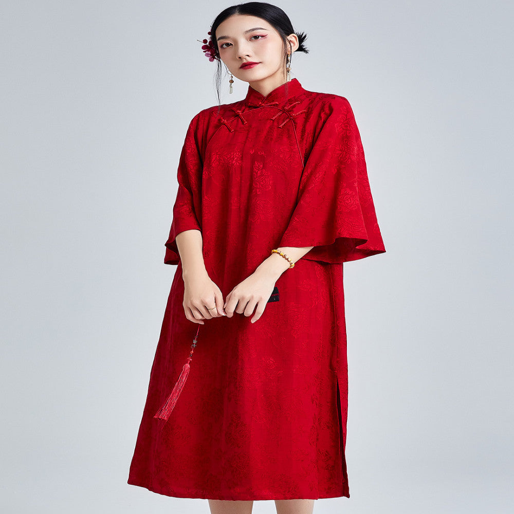 2024 New Retro socialite Style Jacquard Buckle Improved Cheongsam Wedding Dress Toast Dress Chinese Dress image 2