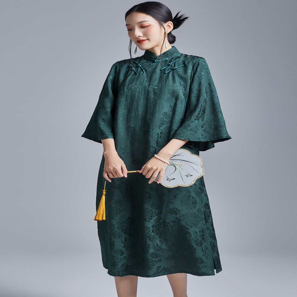 2024 New Retro socialite Style Jacquard Buckle Improved Cheongsam Wedding Dress Toast Dress Chinese Dress image 3