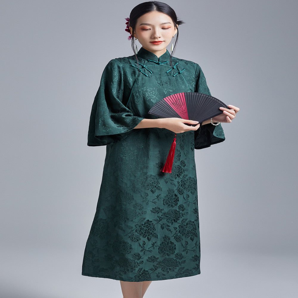 2024 New Retro socialite Style Jacquard Buckle Improved Cheongsam Wedding Dress Toast Dress Chinese Dress image 4