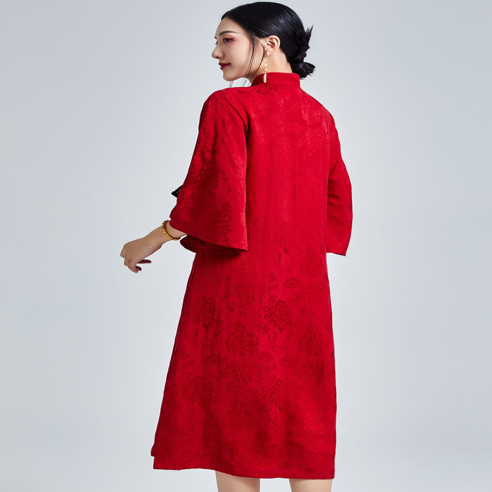 2024 New Retro socialite Style Jacquard Buckle Improved Cheongsam Wedding Dress Toast Dress Chinese Dress image 5