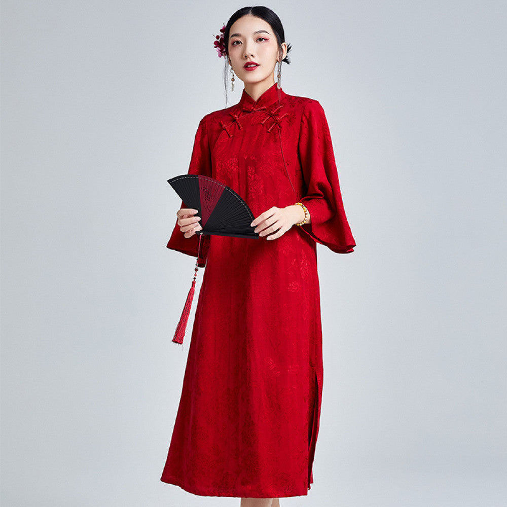 2024 New Retro socialite Style Jacquard Buckle Improved Cheongsam Wedding Dress Toast Dress Chinese Dress image 7