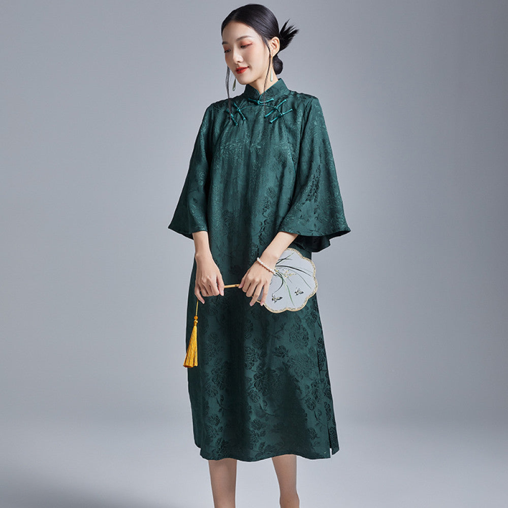 ASAYA2718 New Retro Lady Temperament Jacquard Disc Button Improved Cheongsam Wedding Dress