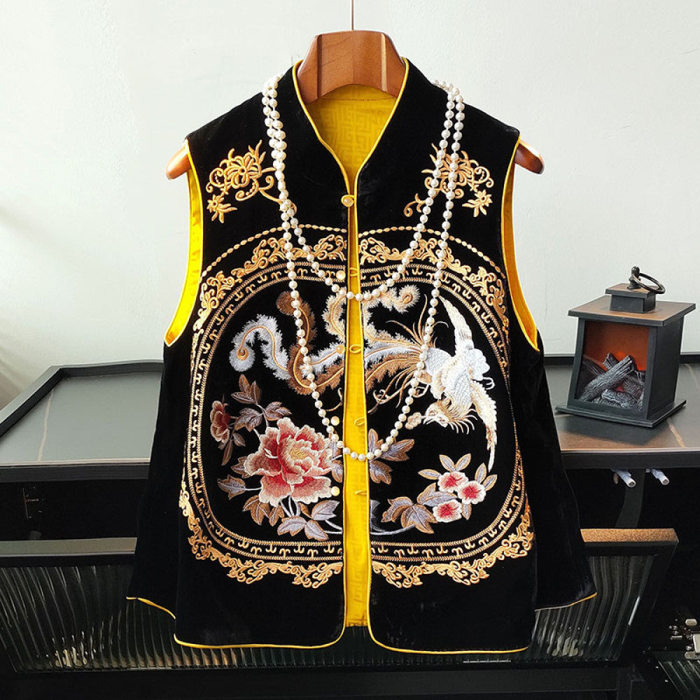 Silk velvet vest women s design sense pink age reducing casual versatile heavy embroidery vest Tang style top image 10