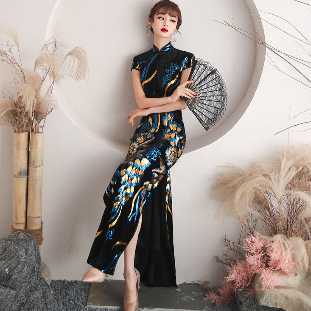 Runway long style improved cheongsam new 2025 young style women s high end retro slim fit temperament high end dress image 25