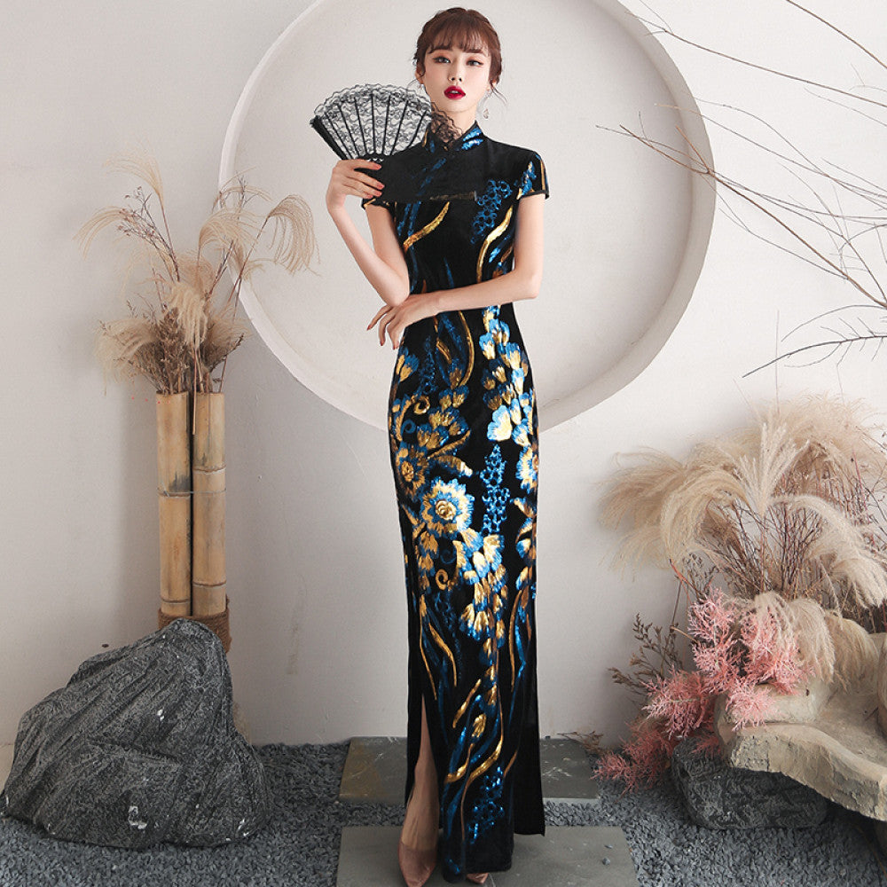 Runway long style improved cheongsam new 2025 young style women s high end retro slim fit temperament high end dress image 0