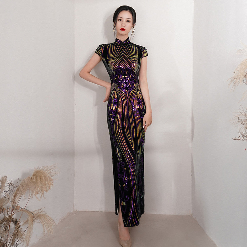 Runway long style improved cheongsam new 2025 young style women s high end retro slim fit temperament high end dress image 48