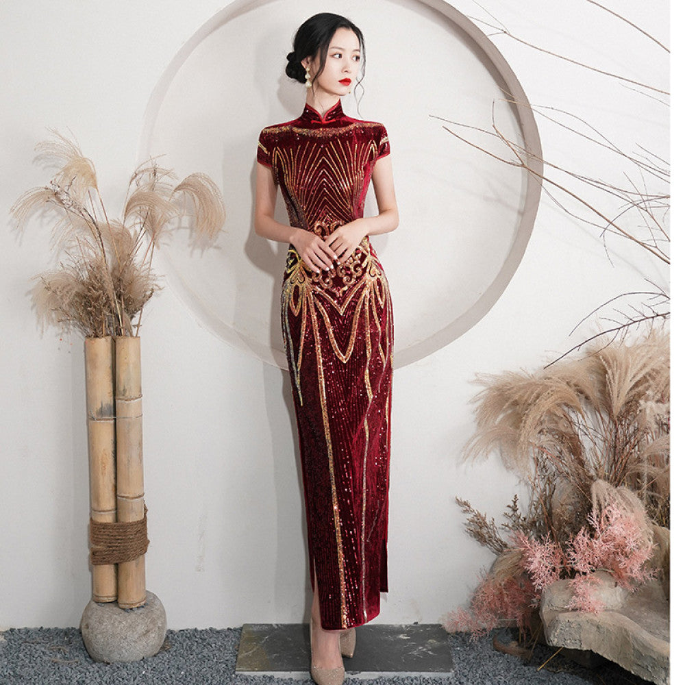 Runway long style improved cheongsam new 2025 young style women s high end retro slim fit temperament high end dress image 1