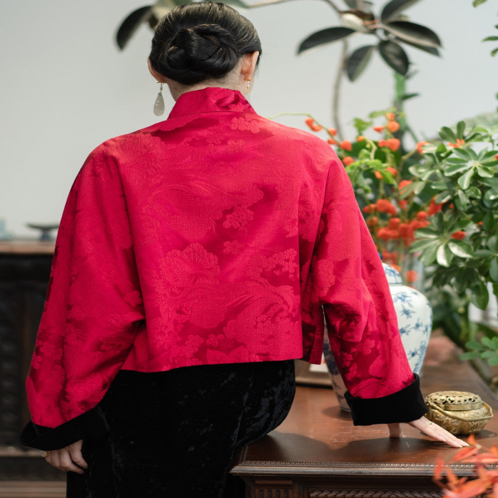 Word of mouth good product PCY1473 New Year s greetings series Guanle crepe Chinese retro small shirt jacket cotton coat cotton jacket for women image 4